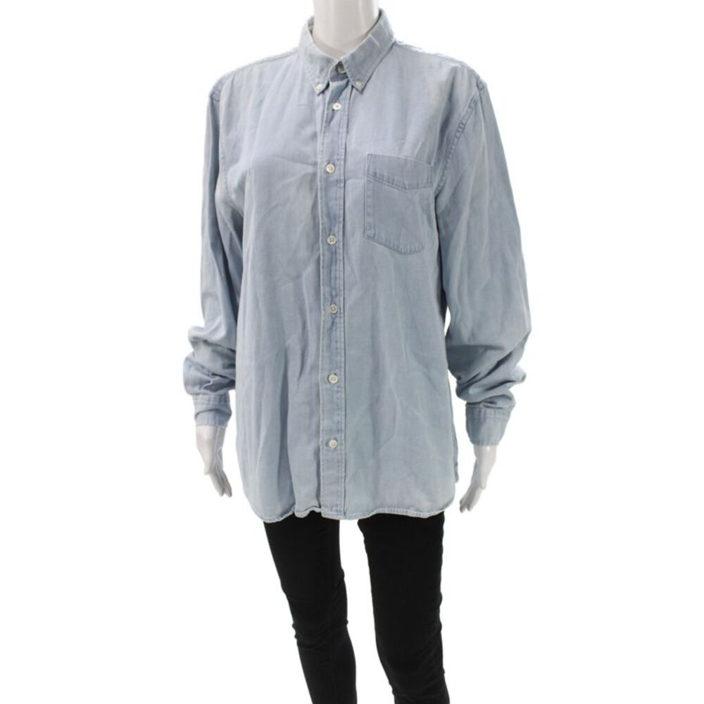 ACNE Studios Women Button Up Blouse Blue Collared Long Sleeve Size 50